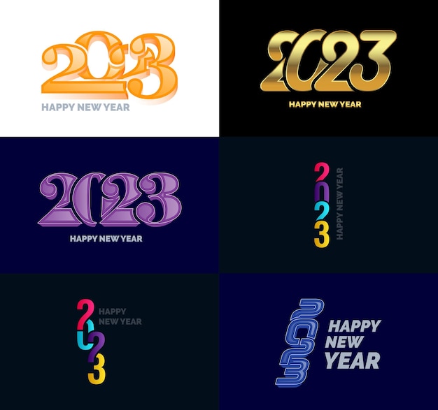 Free Vector big collection of 2023 happy new year symbols cover of business diary for 2023 with wishes