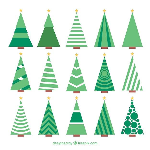 Big collection of fifteen christmas trees