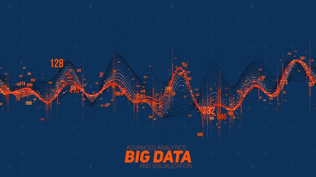 Free vector big data blue wave visualization futuristic infographic information aesthetic design visual data complexity complex business chart analytics social network representation abstract data graph