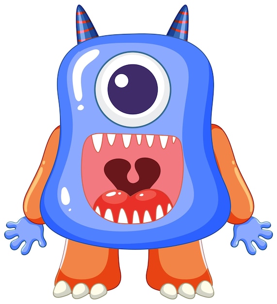 Free vector big eye monster cartoon character a playful and colorful illustration