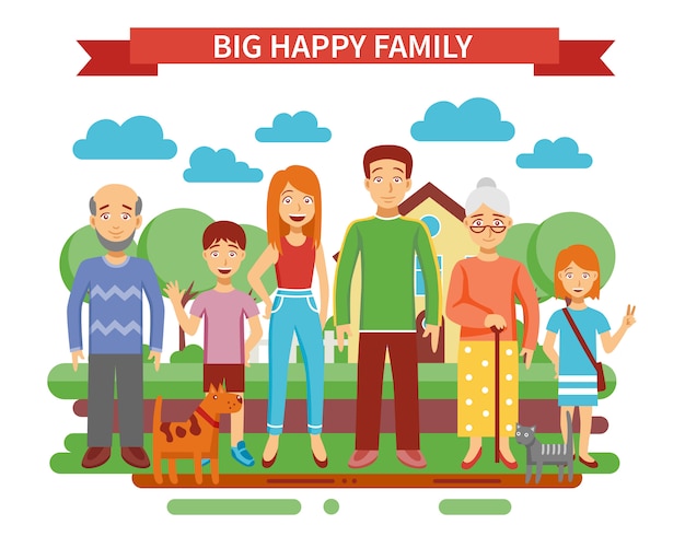 Free vector big family illustration