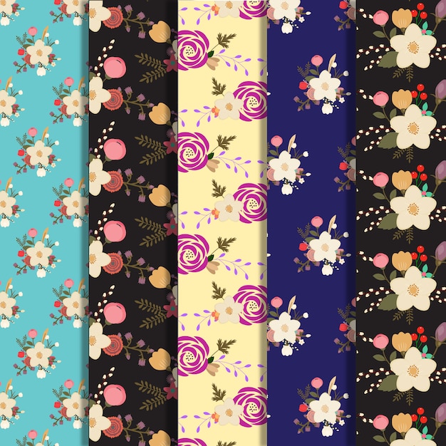 Big flowers pattern background collection