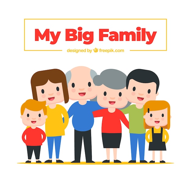 Big happy family with flat design