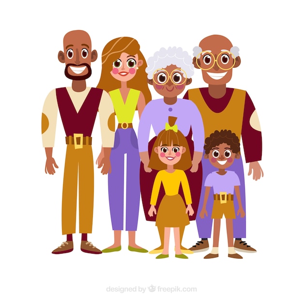 Free Vector big happy family with flat design