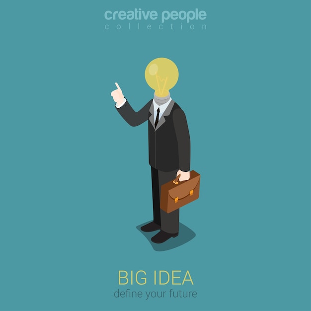 Free Vector big idea creative lightbulb flat 3d web