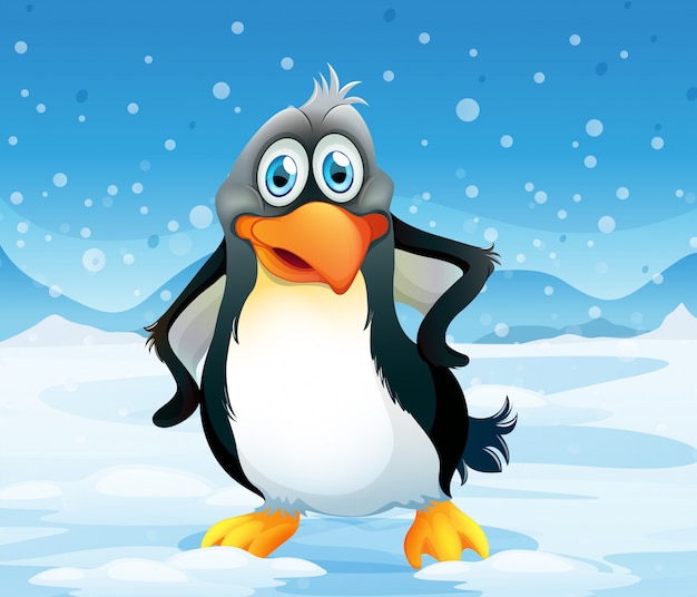 Free Vector a big penguin in a snowy area