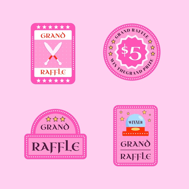 Free Vector big raffle poster label collection