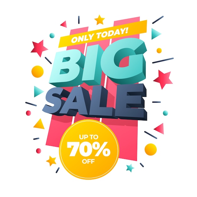 Big sale banner colorful 3d