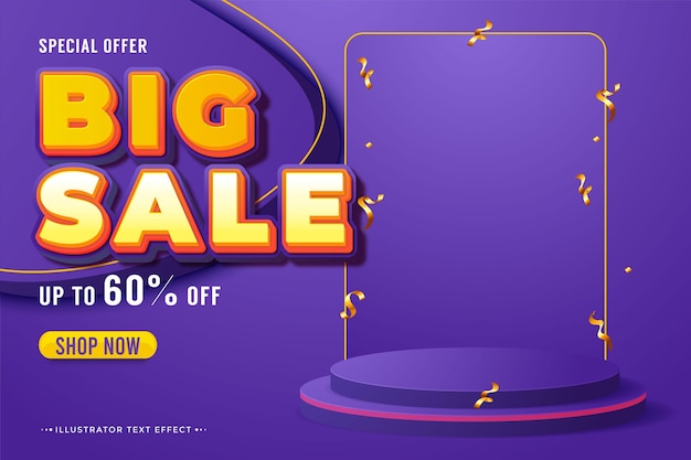 Big sale banner template design with podium