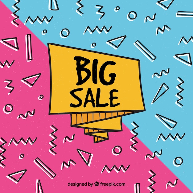 Big sale hand drawn with memphis style