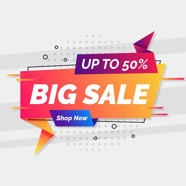 Big sale in origami style banner