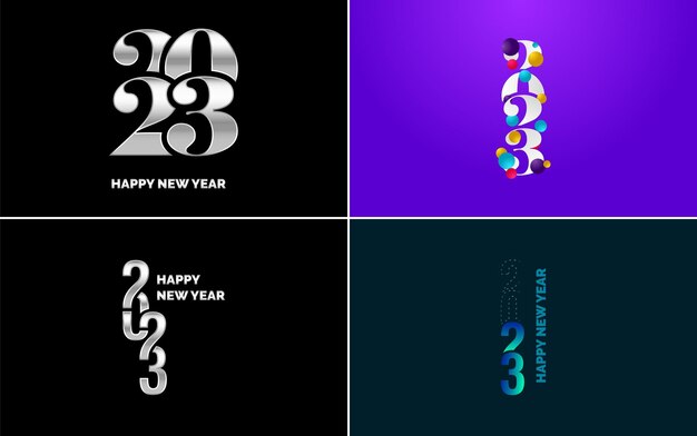 Free vector big set of 2023 happy new year logo text design 2023 number design template collection of 2023 happy new year symbols new year vector illustration