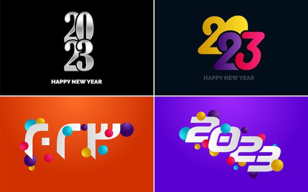 Big Set of 2023 Happy New Year logo text design 2023 number design template Collection of 2023 Happy New Year symbols New Year Vector illustration