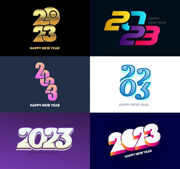 Big Set of 2023 Happy New Year logo text design 2023 number design template Vector New Year Illustration