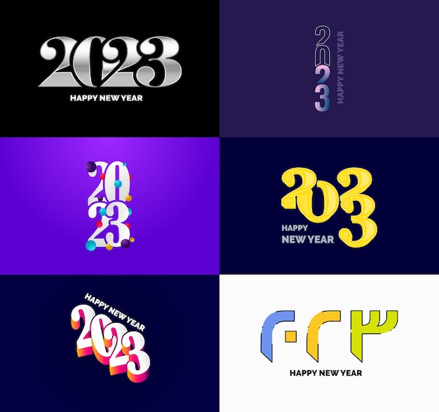 Free Vector big set of 2023 happy new year logo text design 2023 number design template vector new year illustration