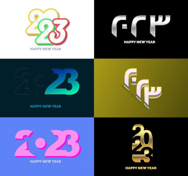 Big Set of 2023 Happy New Year logo text design 2023 number design template Vector New Year Illustration