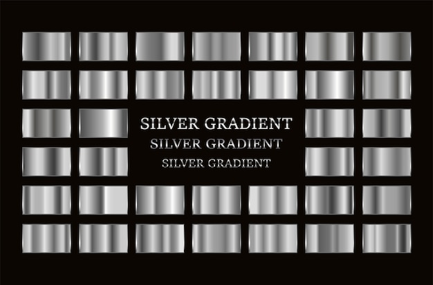 Big set of vector silver gradients samples. Sutable for text, flyers, typography, banners, ribbons a