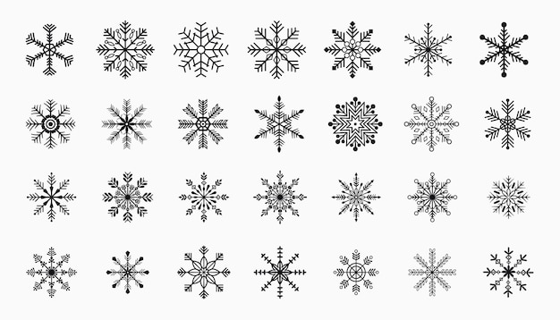 Free vector big set of winter season snow flake elements for christmas design vector illustration