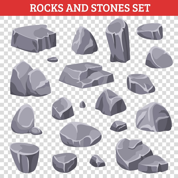 Free Vector big and small gray rocks and stones