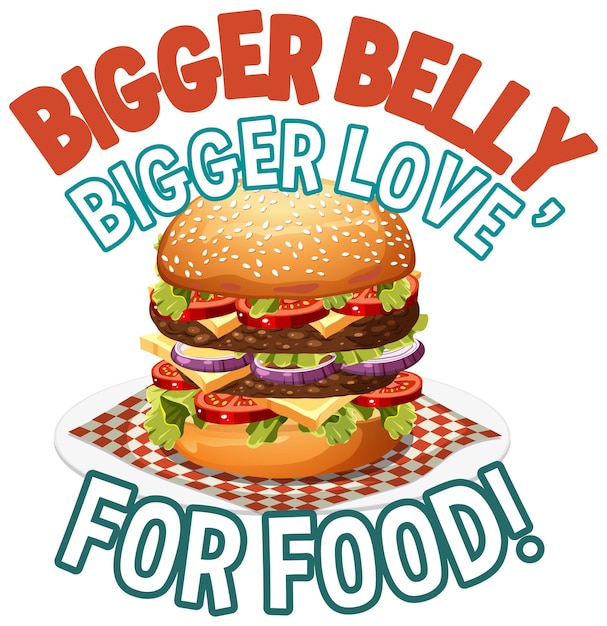 Free Vector bigger belly bigger love for food icon