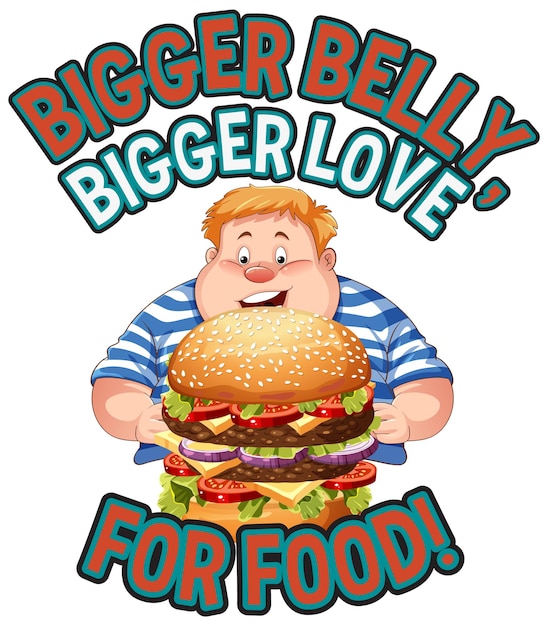 Free Vector bigger belly bigger love for food icon