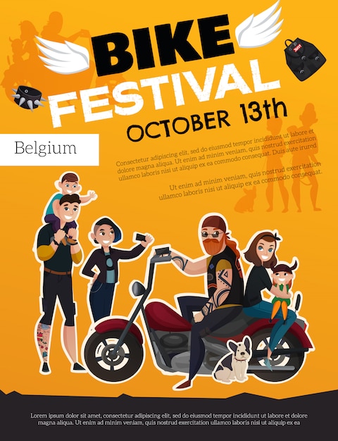 Free vector bike festival subcultures poster