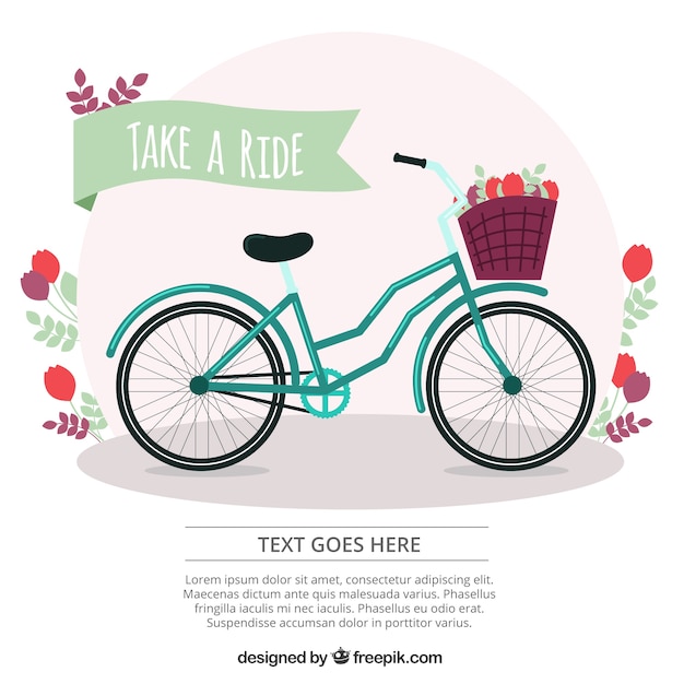 Free Vector bike with floral details background