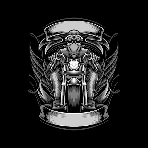 Biker skull riding motorcycle logojpg