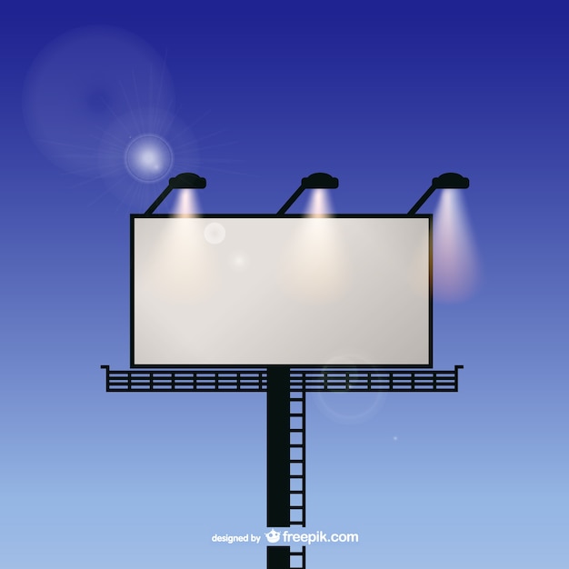 Free Vector billboard with spotlights and sky