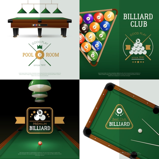 Billiards Concept Icons Set 