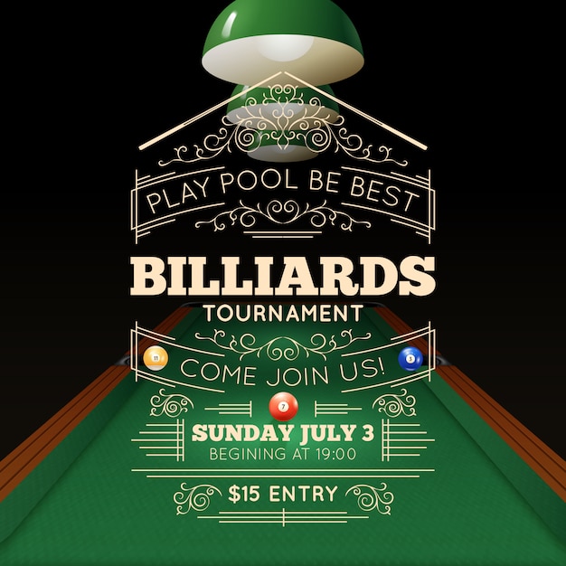 Free Vector billiards poster illustration 