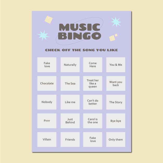 Bingo card template design