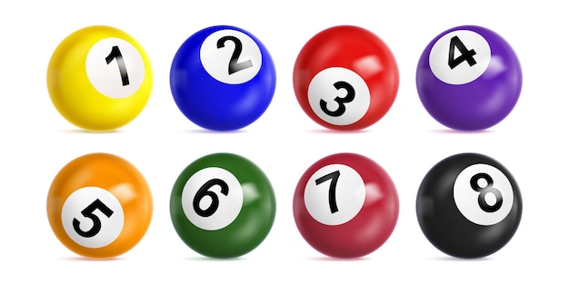 Free Vector bingo lottery balls with numbers from one to eight