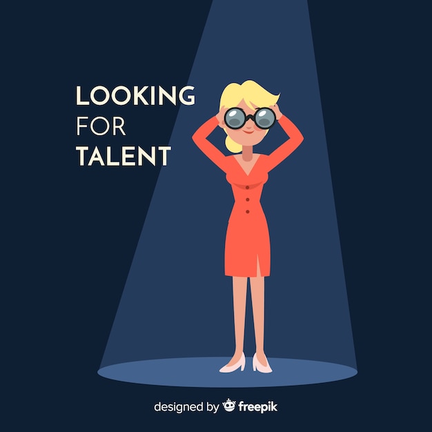 Free Vector binocular woman looking talent background 