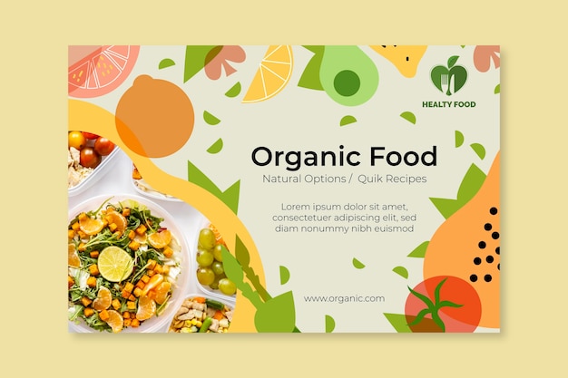 Bio and healthy food banner with photo