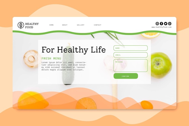 Free Vector bio and healthy food landing page