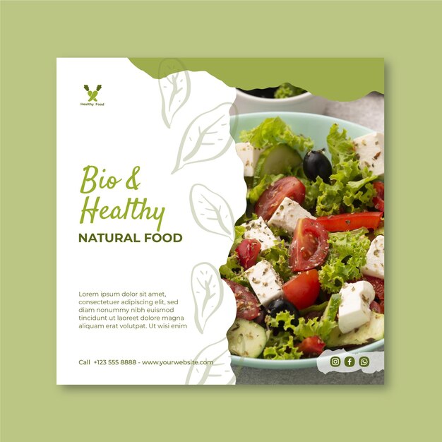 Bio and healthy food  squared flyer template