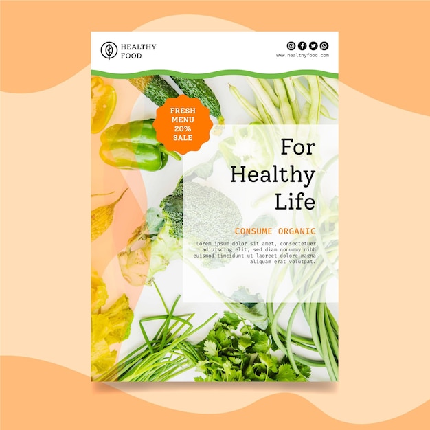 Free vector bio and healthy food vertical flyer template