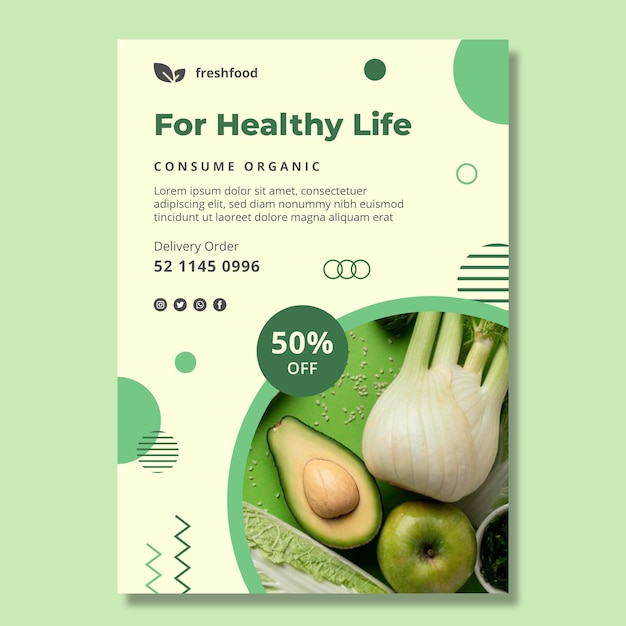 Bio and healthy food vertical flyer