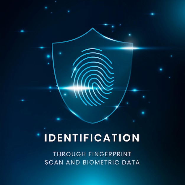 Free Vector biometrics identification technology template vector with fingerprint scanner