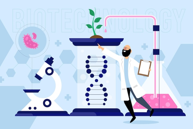 Free vector biotechnology concept flat design