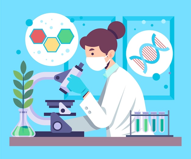 Biotechnology concept with woman researcher