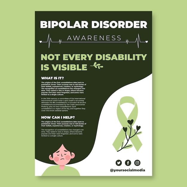 Bipolar disorder awareness poster template