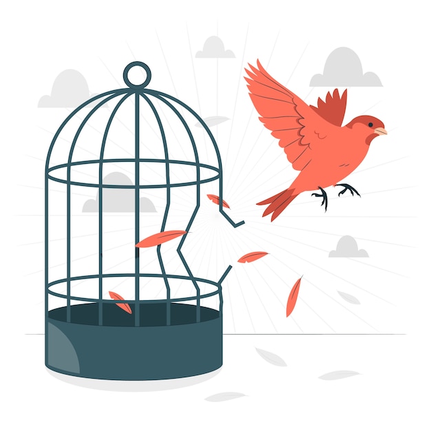 Free Vector bird breaking out of cage concept illustration