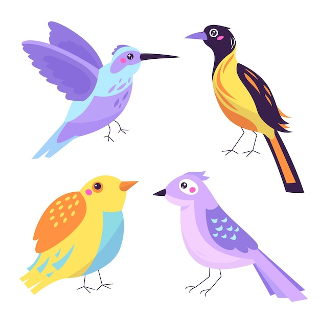 Free vector bird collection draw