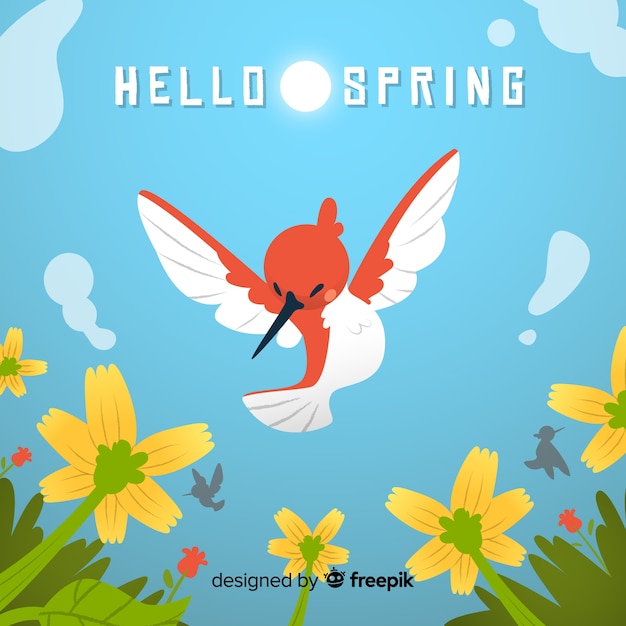 Free Vector bird flying spring background