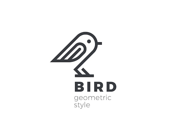 Free Vector bird logo abstract design. linear style. dove sparrow sitting logotype