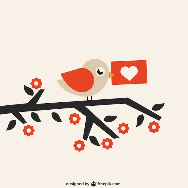 Free Vector bird with love letter