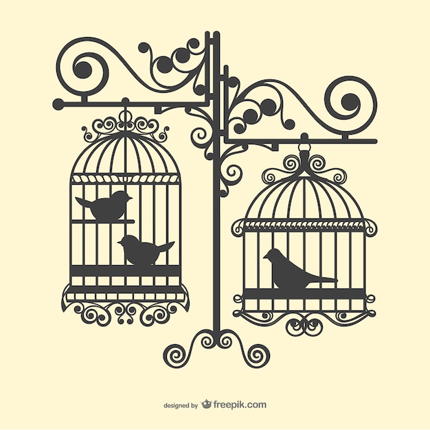 Free Vector birdcages silhouettes