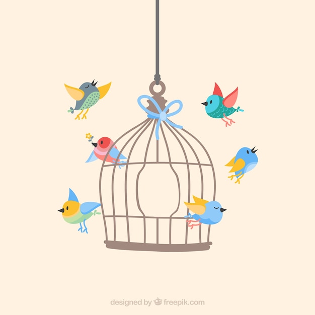 Free vector birds flying from cage